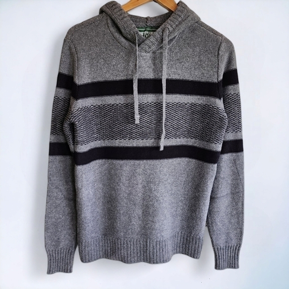 Ae | The Super Soft Striped Hooded Sweater Hoodie Mens XS Gray Black - Picture 2 of 9